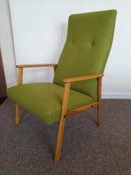 Danish High Back Chair Lime Green Wool